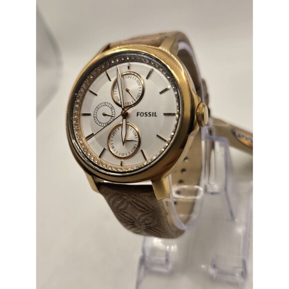 Fossil ES3358 Silver Dial Multifunction Ladies' Watch. New Brown Leather Strap. - Picture 6 of 8